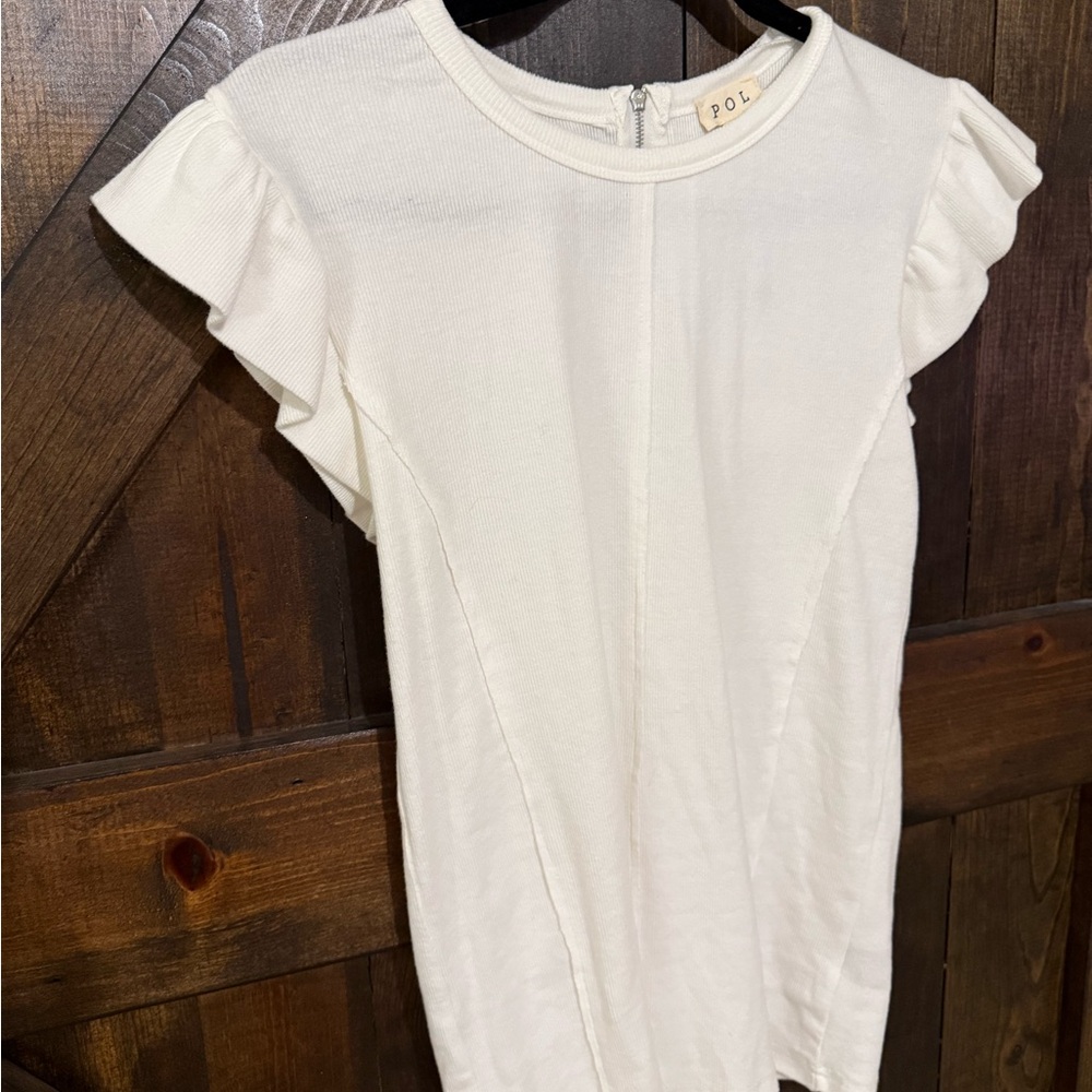 POL Women's Cream Ruffle Sleeve Top